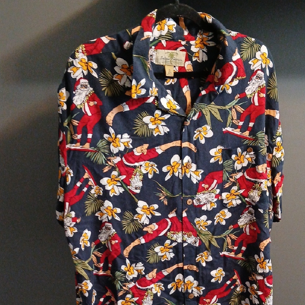 Blue and Red Casual Button Down Shirt with Floral Print